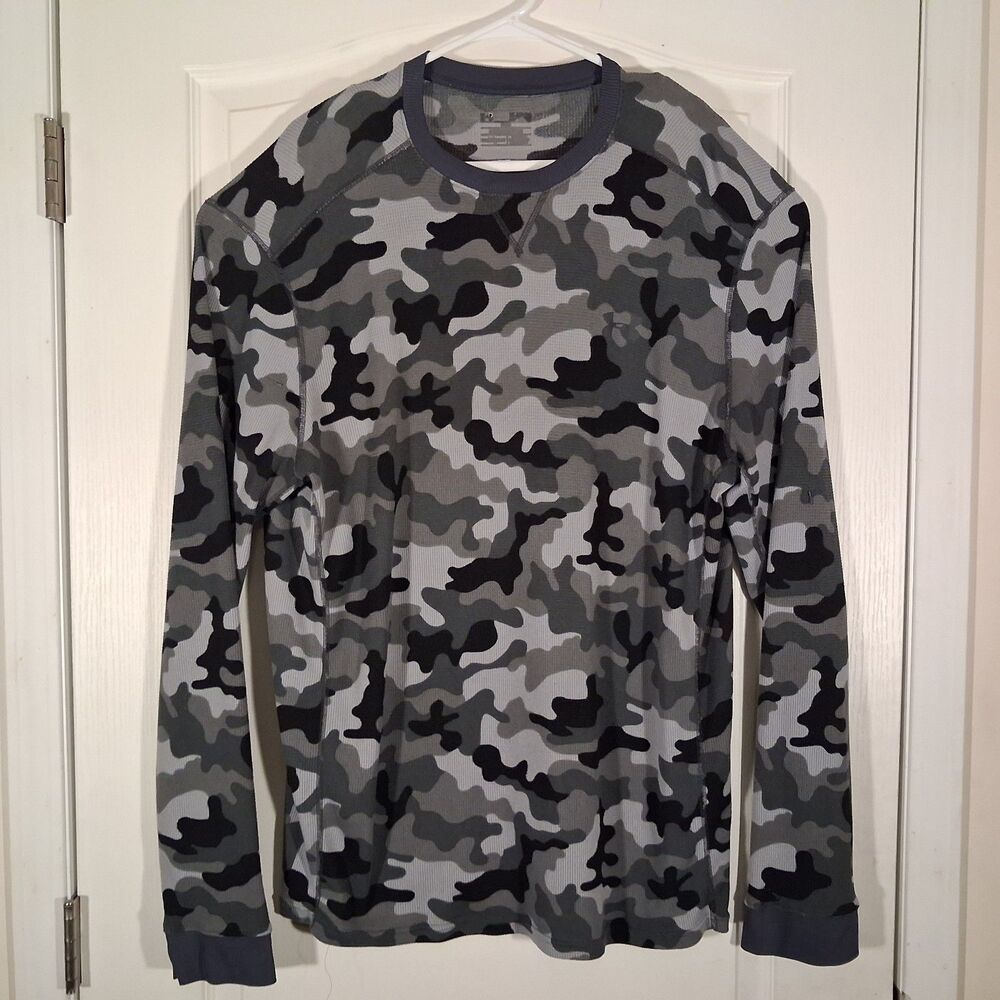 Under Armour thermal thsirt mens XL XLarge gray camo waffle knit long sleeve